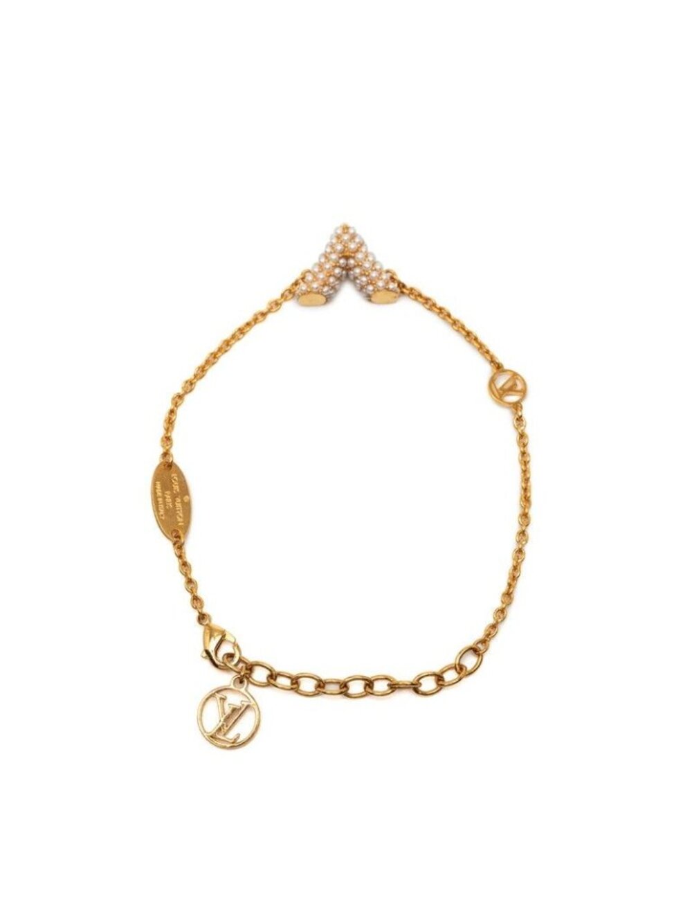 Louis Vuitton Bracelet Essential Lou Gold Plated Faux Pearl - Picture 3 of 8